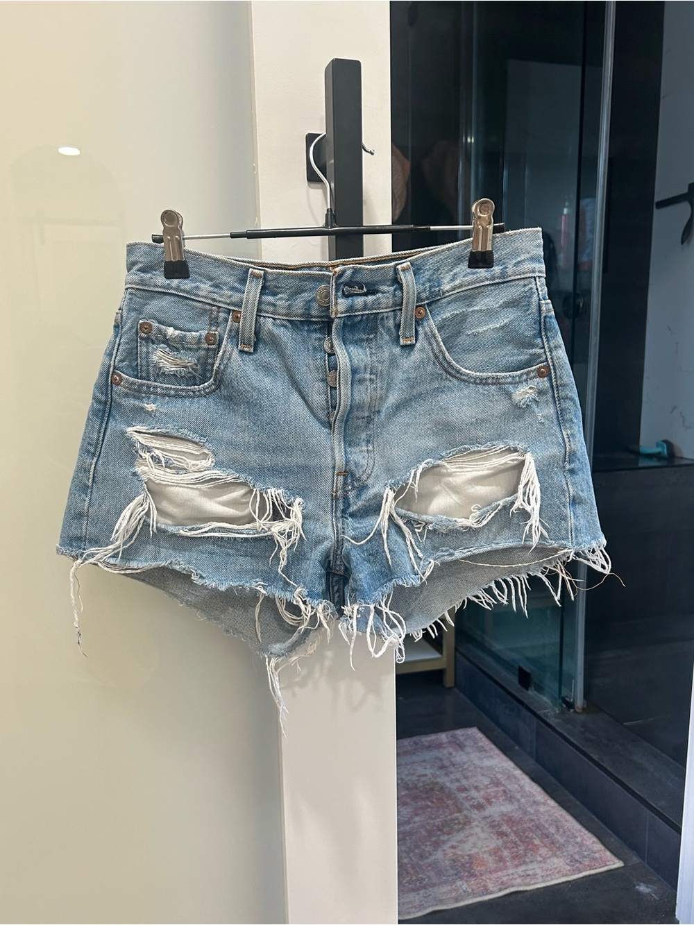 Levi's premium 501 distressed shorts